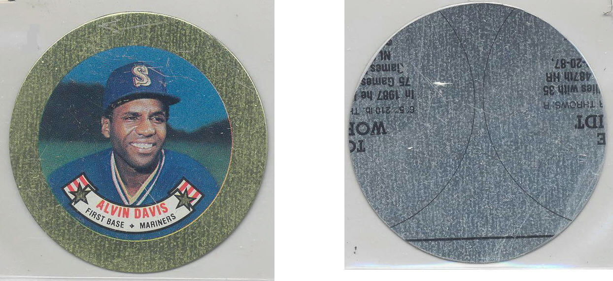 1988 Topps Baseball Coins Metal Proof Discs 010 Alvin Davis